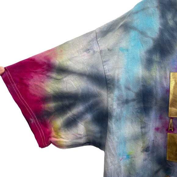 BAS1C Ma+H upcycled unisex rainbow Spiral TIE DYE short sleeved top sz X-LARGE - Picture 6 of 12